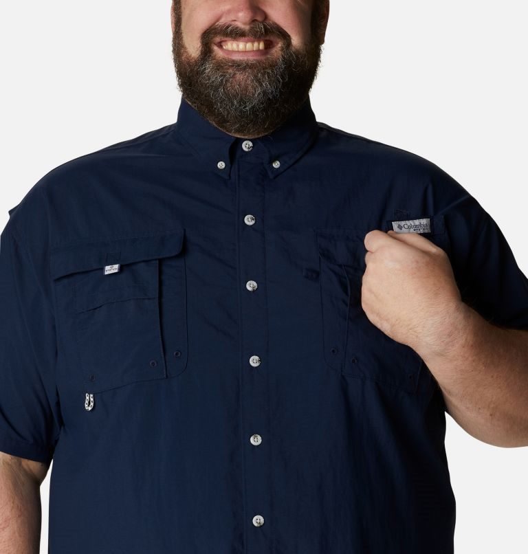 Men's Columbia PFG Bahama II Short Sleeve Shirts Navy | Plus Size CA-O18A5
